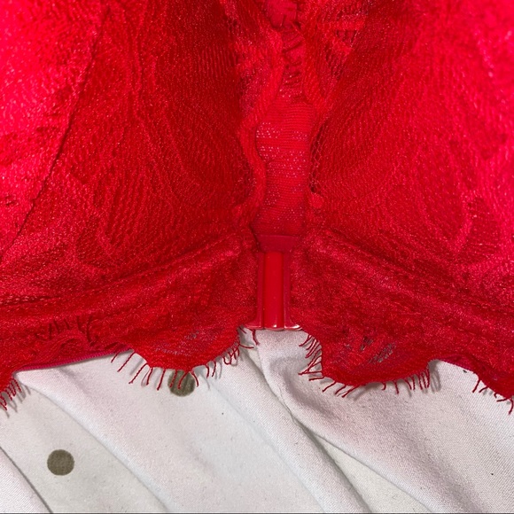 PINK Victoria Secret Red Lace Wireless Bralette - Picture 3 of 4